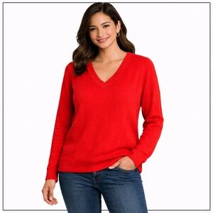 ❤️Talbots Red V-Neck Knit Sweater | Women’s XL | Classic Wardrobe Staple